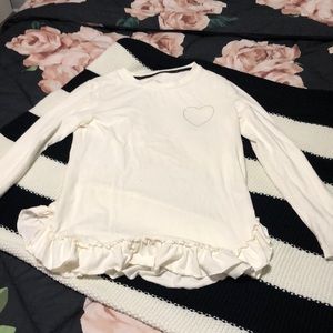 Long sleeve white heart shirt